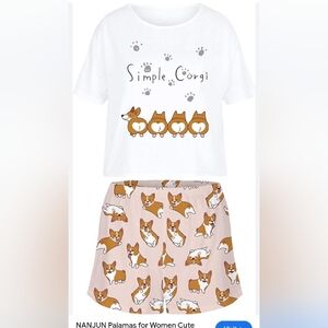 Ladies Pajamas Set - White, Pink and Orange